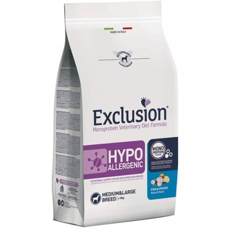 Exclusion Diet Hypoallergenic Medium/Large Breed Pesce e Patate 12,5 kg