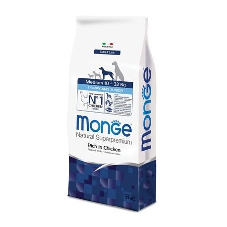 Monge Medium Puppy & Junior Ricco di Pollo 12 kg