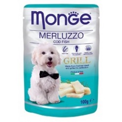 MONGE GRILL DOG BUSTE MERLUZZO 100GR