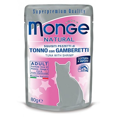 MONGE CAT TONNO GAMBERETTI 80GR BUSTINA